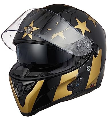TORC Casco Moto Integrale Bluetooth Casco Scooter con Doppia Visiera Omologato ECE 22-06
