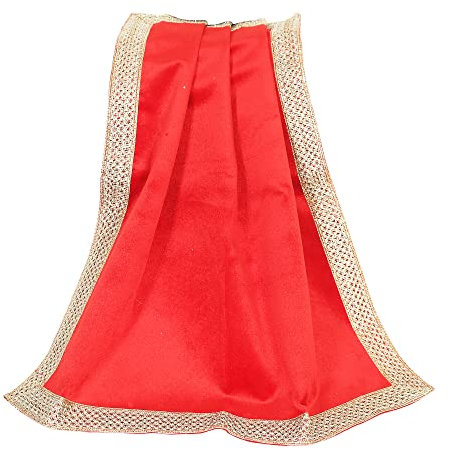 Indian Consigners Kleines einfarbiges Samttuch für Mehrzweckgebrauch (Hellrot)