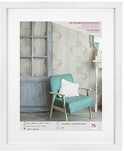 walther design Bilderrahmen weiss 40 x 50 cm mit Kunstglas, Stockholm EA450W