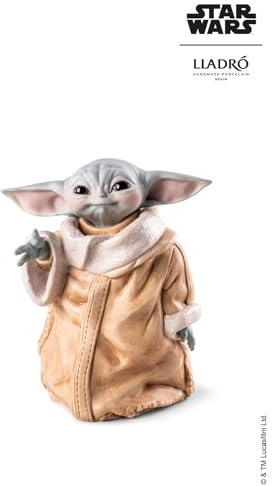 LLADRÓ Grogu Porcelain Figure. Sculpture that Faithfully Represents the Famous Character from The Mandalorian of the Star Wars Saga