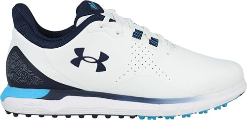 Under Armour Men's Drive Fade Spikeless Golf Shoe, (101) White/Capri/Midnight Navy, 9.5