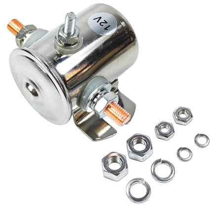 Max 200A in Rush 12 Volt 3-Terminal Continuous Duty Solenoid Relay Nickel-Plating | Fits for Trombetta Maxon Waltco Delco SPST 12VDC 12V Solenoid Relay | Used in Golf Carts Heavy Duty Winch Marine