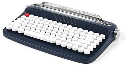 Gsrimgratoe Teclado InaláMbrico Bluetooth MáQuina de Escribir de Oficina MecáNica Feel Tablet Universal Retro Round Keycap Notebook Keyboard,B