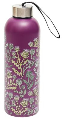 Eco Chic Bouteille thermique réutilisable | Bouteille de voyage isotherme en acier inoxydable avec couvercle anti-fuite | Utilisable pour boissons chaudes et froides (Chardon Violet)