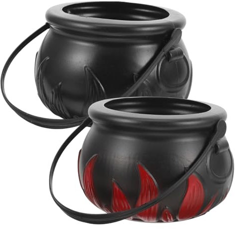 BESTonZON Halloween Eimer Kinder Kessel Aufblasbar 4 Stück Hexenglas Halloween Süßigkeitseimer Süßigkeitenhalter Halloween Großes Fassungsvermögen Transparente Gläser Halloween Requisiten
