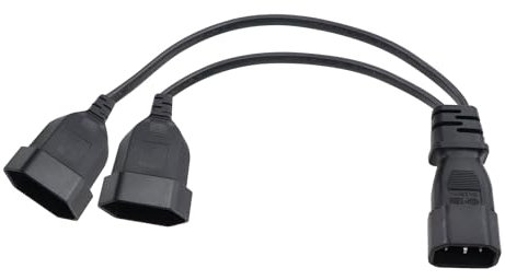 RIIEYOCA 2-in-1 Netz Adapter Kabel,Netzadapterkabel für USV-Stecker IEC 320 C14 Stecker auf Doppel Euro CEE7/16 Buchse Adapterkabel, Schwarz