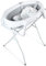 Eulenke Babywanne mit Ständer Faltbare Baby Badewanne Set mit integriertem Thermometer und Gestell - Tragbare Rutschfeste Wanne für Neugeborene bis 3 Monate - Stützkissen inklusive