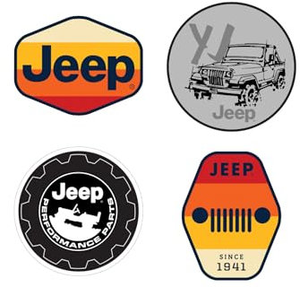 Jeep Wrangler YJ Vinyl-Aufkleber, rund, Performance-Teile und Streifen, 4 Stück