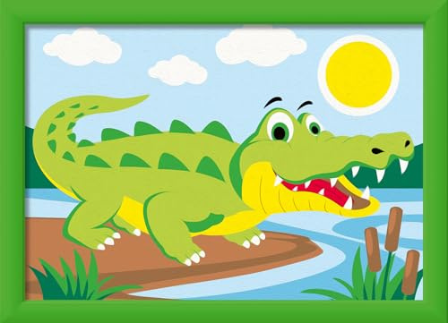 Ravensburger CreArt Krokodil an Land - Malen nach Zahlen ab 7 Jahre | Malset mit Rahmen, Pinsel und Acrylfarben, Geschenk für Mädchen und Jungen