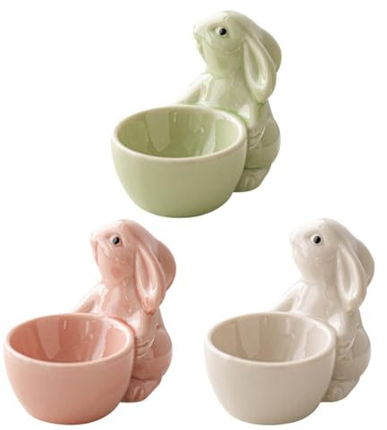 ulapithi Coquetiers en Céramique, Coquetiers en Forme De Lapin, Oquetier Lapin De Pâques en Céramique, Support À Œufs Durs Et Mous, Coquetier Amusant pour Décoration De Table De Pâques