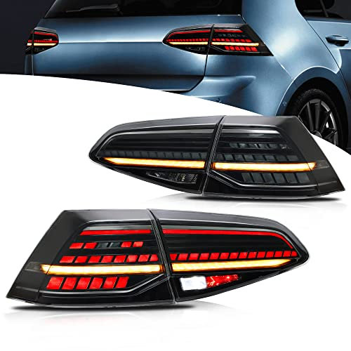 VLAND Rückleuchten Kompatibel für Golf 7 Golf 7.5 hatchback 2013-2020 [Nicht für Variant Kombi ], Mit E-Prüfzeichen,1 Satz (Schwarz)