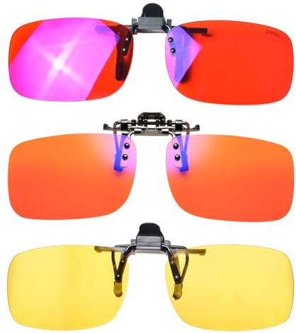 SHINU Clip-on für Brillen, blaues Licht blockierende Clips, orangefarbene Linsen, Fahrclips, polarisierte Sonnenbrillen, zum Anklipsen