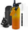 RAYMYLO Insulated Water Bottle 40 oz, Triple Wall Vacuum Stainless Steel (Cold for 48 Hrs), Leak Proof & Non-BPA, Modern Water Flask Jug with Paracord Handle & Straw Spout Lids, Ombre Orange