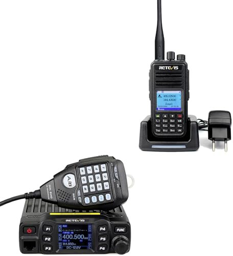Retevis RT95 Dualband Mobilfunkgerät, Dual-Lautsprecher Mobilfunkgerät Bundle mit Retevis RT3S Dualband-DMR-Funkgerät, Digitales Analoges 2-Wege-Funkgerät mit GPS APRS