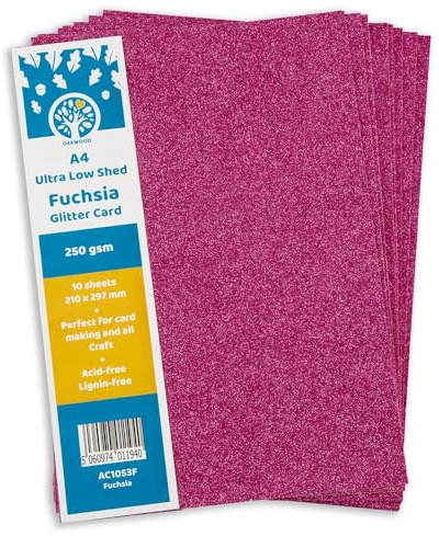 Oakwood Archer A4 Low Shed Glitter Card-Fuchsia Pink