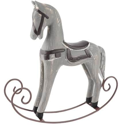 Pssopp Vintage Rocking Horse Ornament Resin Iron Decor Piece Sturdy Construction, Perfect for Display, Exquisite Craftsmanship, Ideal for Christmas, Weddings