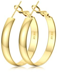 FIOROYAL Creolen Ohrringe Silber 925 für Damen 14K Vergoldete Große Creolen Gold Ohrringe Hypoallergene Breite 5mm für Mädchen 30/40/50/60mm Gold 30mm