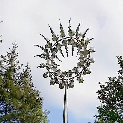 Metall-Windmühle, 3D-Windbetriebene Kinetische Skulptur, Metall-Wind-Spinner, Einzigartige Magische Rasen-Wind-Spinner für Hof und Garten Windfänger Außenterrassendekoration, Durchmesser: 32cm/12.6in