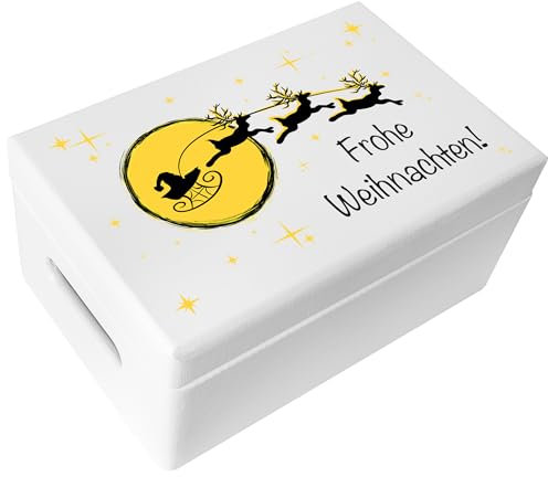 Creative Deco Weiße Personalisiert Holzkiste - Santa Schlitten | Wunschtext Weihnachten Geschenke | Dein Eigener Wünsche Text Individuelle Geschenk | Weihnachtsdeko