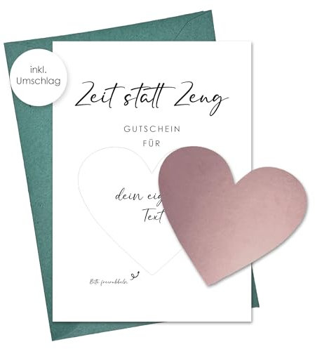 Rubbelkarte zum selber ausfüllen - Zeit statt Zeug als Gutschein oder Geschenk - Rubbellos - Wellness - Geburtstag - Gutscheinkarte - Postkarte