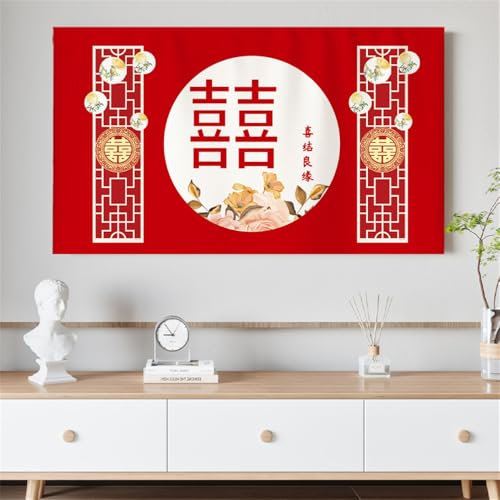 Hiseng Cubierta Antipolvo para TV,Cubierta Antipolvo Universal para Televisor Pantalla de Funda Impreso a Prueba de Polvo para 22 a 75 Pulgadas (47,Rojo 4)