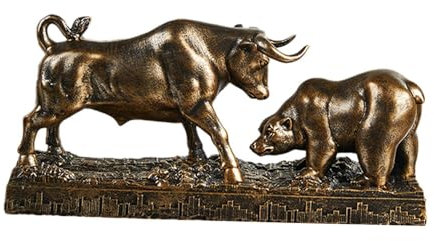 Milageto Bull und Bär Figur Statue Tier Skulptur Tisch Ornament 11x3x5,3 Zoll für Hotels Dekorative, Bronzefarben