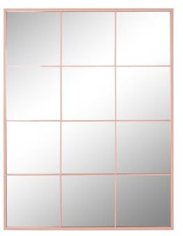 ESPEJO HIERRO CRISTAL 90X1X120 VENTANA ROSA PALO