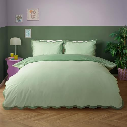 furn. Heya Home Wiggle Scalloped Duvet Set - King - Green
