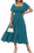GRACE KARIN Women's Summer Peplum Dresses Ruffle Sleeve Square Neck Smocked A-Line Maxi Dress Peacock Blue S