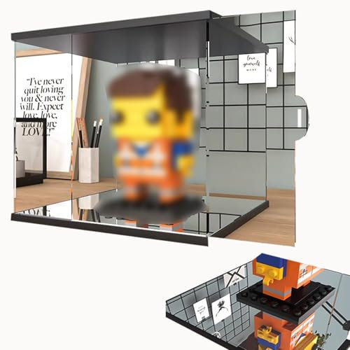 ZIMGOD Acryl Vitrine Acrylgehäuse mit Verspiegeltem Boden und Schiebetür, Aufbewahrungsbox für Die Theke zum Selbstaufbau, Großraum-Organizerschrank für Puppen(25x25x40cm(10x10x16in))