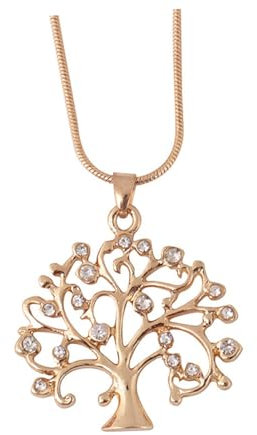 JEWEDECO Collar Con Colgante De Vida Árboles Oro Rosa Collar Para Mujer Diseño Único