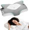 Elviros Orthopädisches Nackenkissen aus Memory Foam, Ergonomisches Kopfkissen Nackenschmerzen, für Rücken, Seiten und Bauchschläfer, Waschbarer, Kühler Kissenbezug, 64×(11,5/13)×40 cm