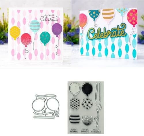 Geburtstag Luftballons Stempel und Stanzen Set, Stempel Stanzformen Sets Scrapbooking Prägeschablone Für DIY Scrapbooking Kunsthandwerk
