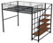 SogesPower 140x200 cm Hochbett mit Treppe & Stauraum, Stabiles Metallbett für Erwachsene & Kinder, Inkl. Rutschfester Treppe & großzügigem Stauraumbereich
