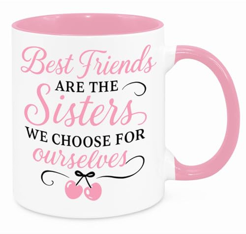 Cherish Charlie Designs Best Friends are The Sisters Mug - Sentimental Friendship Gift for Women Best Friends Besties BFF Birthday Christmas Thank You Gift Friendaversary (Pink)