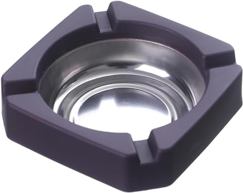 Black Portable Ash Tray For Cigarettes and Cigar Square Stainless Steel Tabletop Ashtray Ash Container Cigarette-Ashtray Ash Holder for Smokers,Desktop Smoking- Ash Tray for Home Offic Home Ashtrays