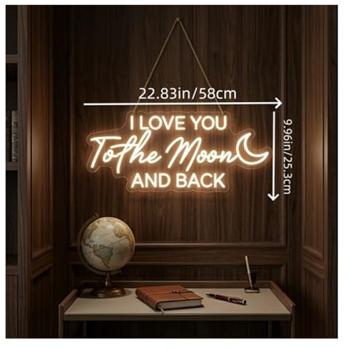 Hängende Kunst-Leuchtreklamen I Love You To The Moon And BackNeonschild, Hochzeitsgeschenk-Dekoration, Wanddekoration Für Wohnung Und Schlafzimmer 50cm(Warm white)