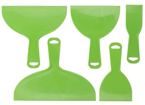 Bonbela Set di 5 raschietti in plastica per stucco, spatole in plastica, multiuso, flessibili, per pittura, intonaco, riempimento, con 5 misure da 5 a 25 cm