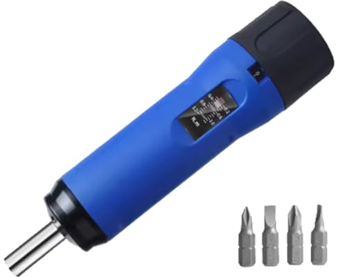 Giuneuow Digital Display Preset Adjustable Torque Screwdriver with 1/4In Drive 4Bits Included with Box Torque Set 0.5-3.0NM
