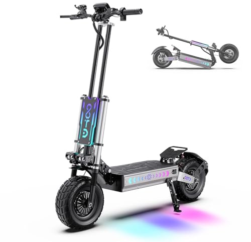 OOTD T90 Trottinette Électrique Tout Terrain Adulte avec Doubles Moteur (6000W Peak), Pneus 13 Trotinette Electrique 60V 31.2AH Batterie Autonomie 120KM, Double Freins à Disque Hydrauliques Puissants