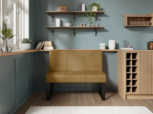 JKG Meble Essbank fur Kuche - Sitzbank Esszimmer - Modern Esszimmerbank Küche - Stoff Velours - gepolsterte Küchensofa - Honig - 120cm