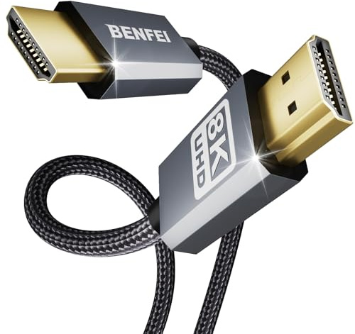 BENFEI Câble HDMI 8K 10M, Câble HDMI Très Haute Vitesse 4K@240Hz/165Hz/144Hz/120Hz, 8K@60Hz, 10 Mètres, 48Gbps, Ultra HD eARC HDR 10+ HDCP 2.3 Dolby Vision VRR pour Téléviseur/PS5/PS4/Xbox Series X