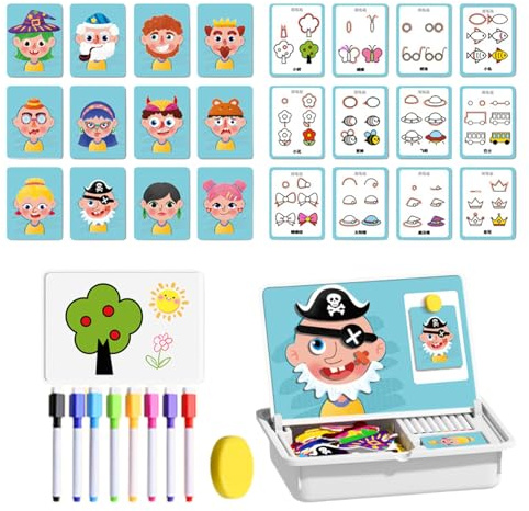 Magnetisches Puzzle Für Kinder,Magnetisches Gesichter Puzzle Zeichenbrett Spielzeug | Lernspielzeug STEM Feinmotorik Üben - Kinder Mädchen 3-6 Jahre