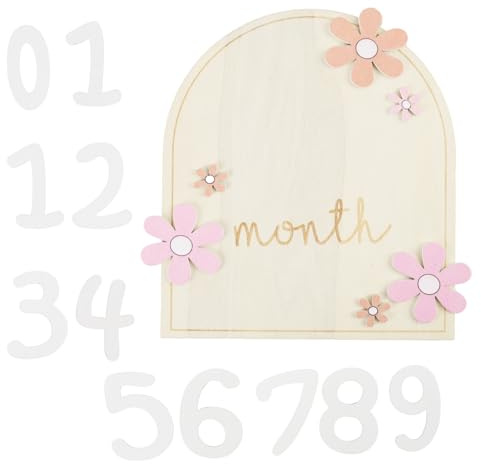 Carte Mensuelle Bébé en Bois avec Points de Colle, Set de 1 Carte Étape Bébé, Accessoires Photo Bébé 0-12 Mois, Suivi Croissance Bébé, Cadeau Parfait pour Maman, Décoration de Chambre Bébé