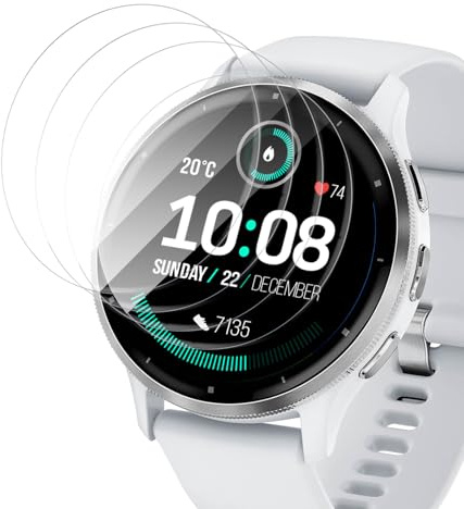 Carantee 4 pièces Verre trempé 3D pour Garmin Venu 3s, TPU auto-réparateur, Anti-Rayures & Anti-Trace, 100% sans Bulles Protection écran, Haute Sensibilité, Haute définition Vitre Protection
