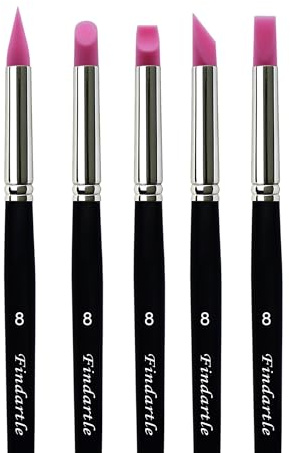 Findartle pennelli pittura in silicone, 5 strumenti per modellare la creta in gomma siliconica per modellare, artigianali, ceramiche, roccia, scultura, nail art,argilla (Taglia 8)