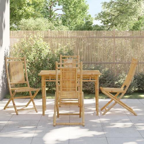 Frdhee Lot de 5 fauteuils de jardin en bambou pour jardin, véranda, jardin, balcon