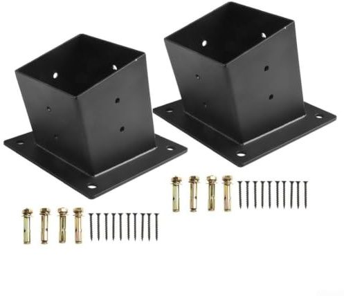 Supports de pergola pour poteaux de 4 x 4 – Kit de Montage Mural de Toit incliné avec vis, matériel de Structure extérieure en Acier revêtu (2 pièces)