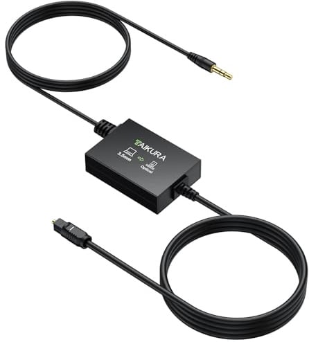 TAIKURA 3.5mm vers Optique Câble convertisseur audio analogique vers numérique Plug and Play Câble optique 1 m + câble 3,5 mm 1,2 m