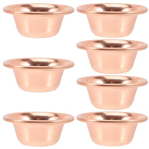 MINAOLULUS Lot de 7 Bols D'offrande en Laiton Rouge 7 Cm, Résistants Feu et Solide, pour Contemplation, Rituels Bouddhistes et Décoration Spirituelle Intérieure